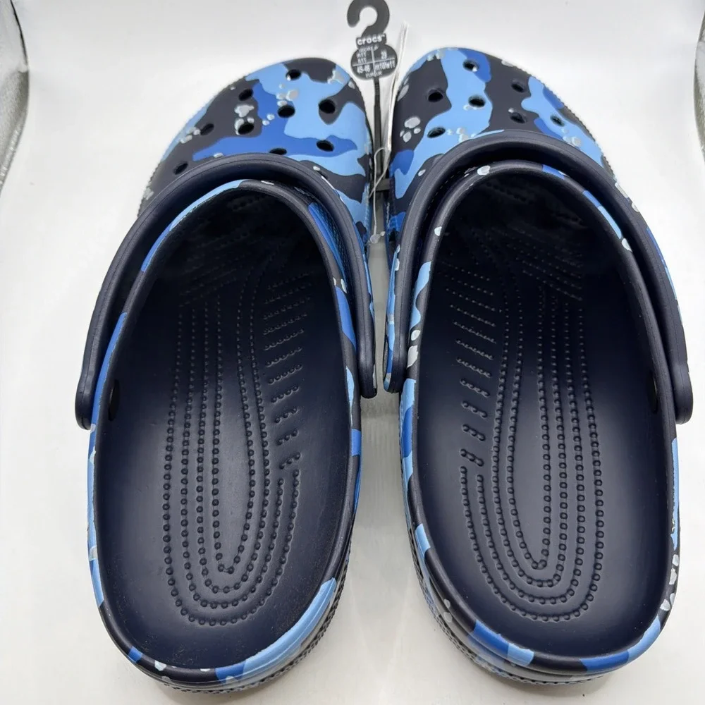 Crocs Navy Blue Camo Camouflage clogs sandals shoes Men's Size 11. New